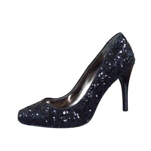 The‎ Touch of Nina Women Sequin Pump Heels Size 8.5 Evening Formal Black Sparkly